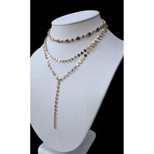 BAUBLEBAR AIMEE Y Choker Necklace Gold Tone Triple 3 Strand Layered Chain EUC